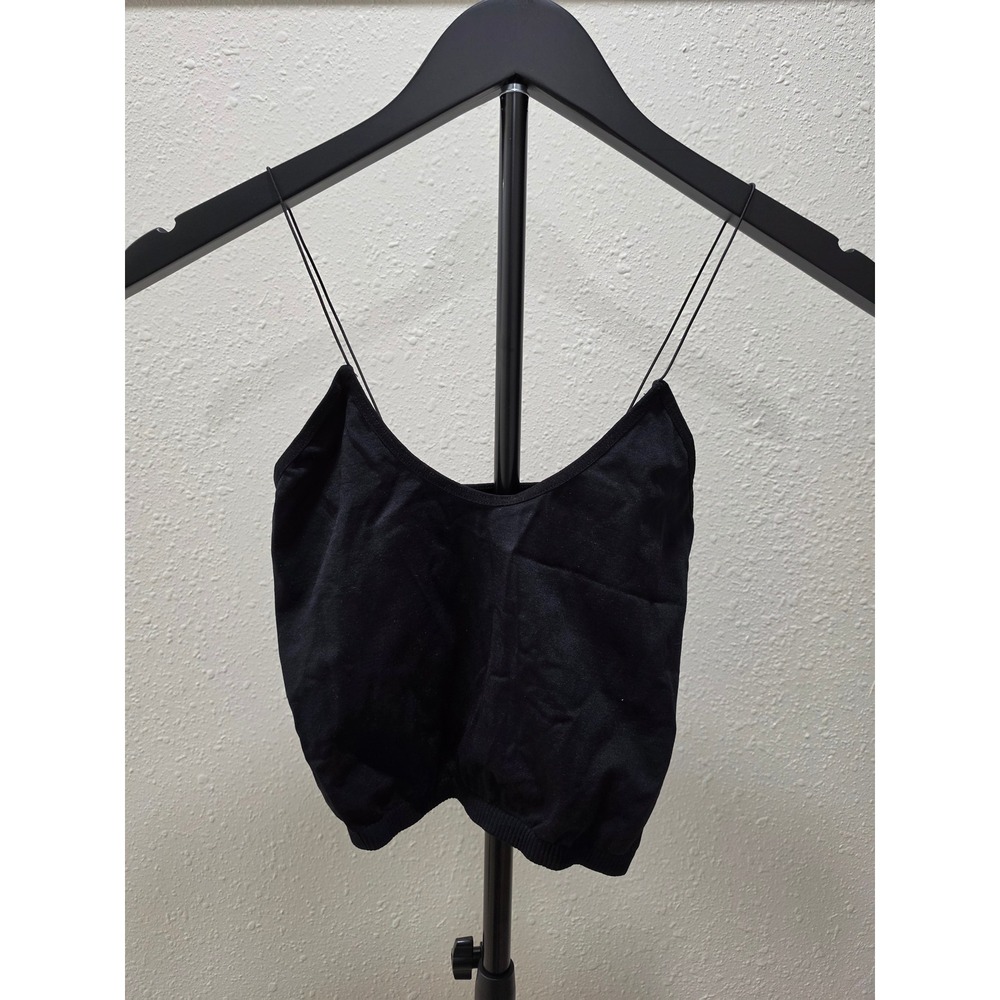 Intimately Free People Black Seamless Cropped Cami V-Neck Spaghetti Strap XS S